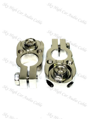 PAIR Battery Terminals Ring Terminal Connection 2 8 ga Output Set Screw SAE Post