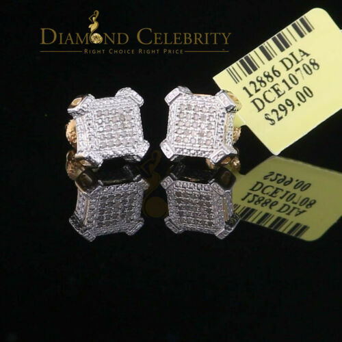 Aretes Para Hombre Silver 0.10ct Diamond For Women's/ Men's Yellow Stud Earrings - Picture 7 of 12
