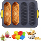 MUJUZE Bread Pans for Baking, Silicone Bread Pan with 6 Muffin Cups, French Brea