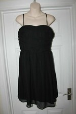 New Black Dress Size 14 Ladies Floaty Evening Party Designer H Classic Pleated
