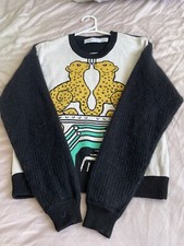 Alice McCall black / cream Angora Wool Knit Jumper / Sweater with leopard - AU 6