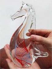 1960's MURANO HANDCRAFT ART GLASS HORSE SCULPTURE MID-CENTURY MODERN EAMES ERA