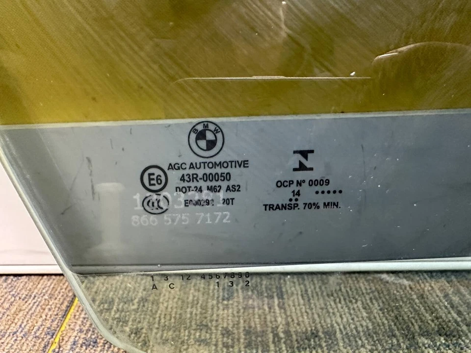 2011-2015 BMW 528I 535I FRONT RIGHT PASSENGER DOOR WINDOW GLASS PANEL OEM - Изображение 2 из 4