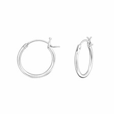 925 Sterling Silver 14mm French Lock Hoop Sleeper Earrings (Pair) 