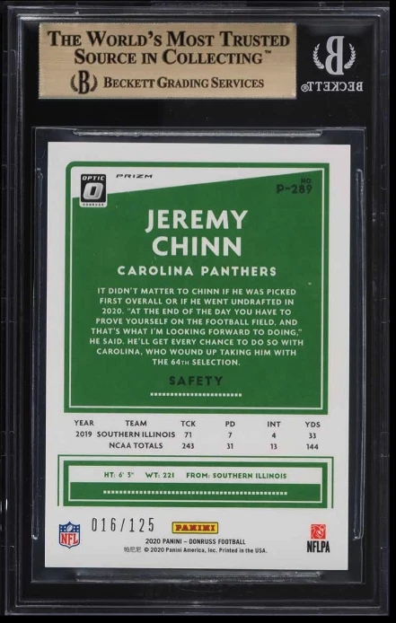 POP 1: Jeremy Chinn BGS 9.5: 2020 Donruss Optic Preview Blue Rookie Gisto /125 - Image 2 of 3