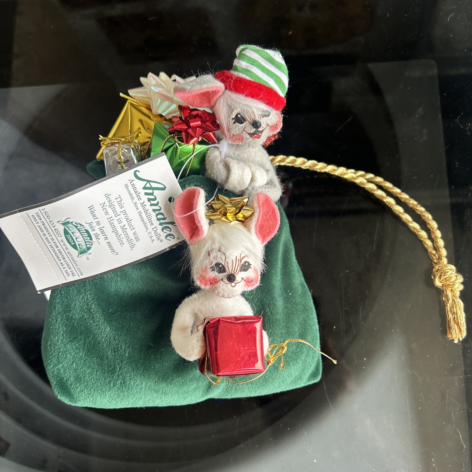 Very Rare Vintage Annalee 4” Christmas Mice In Gift Bag NWTs 2004