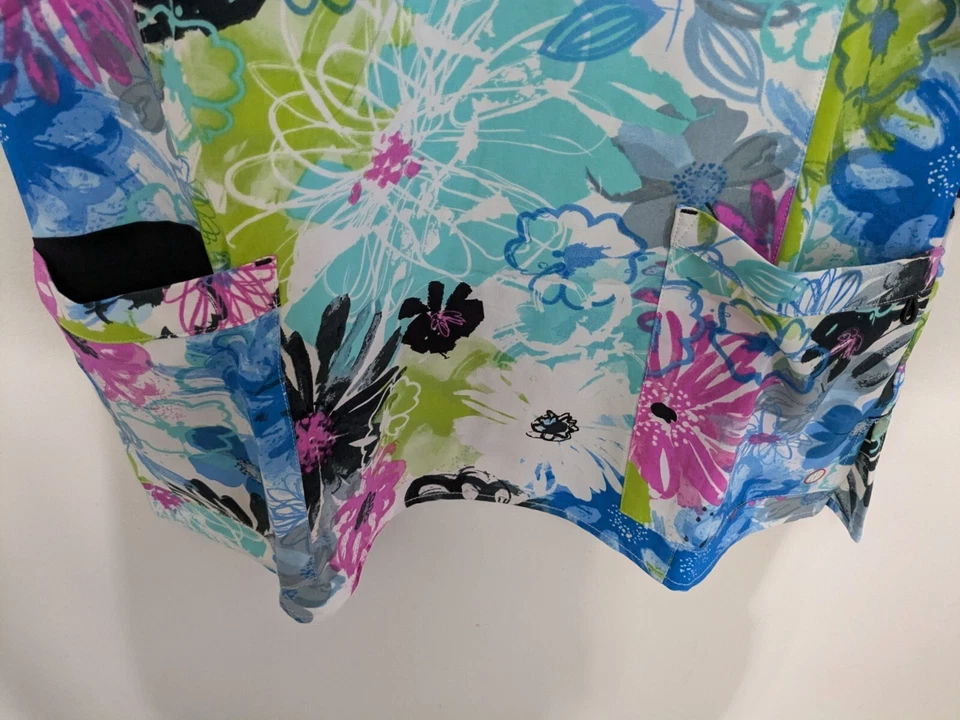 White Cross Scrub Top, Size Small, Princess Seams, Very Colorful!! Wow!! - Image 3 of 4