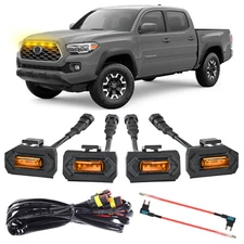4x Amber LED Lamp Front Grill Light Kit For Toyota Tacoma 20~23 TRD Raptor Style