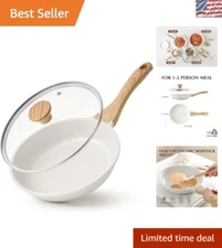 9.5-Inch Nonstick Ceramic Skillet with Lid - Induction Safe & Healthy Cooking