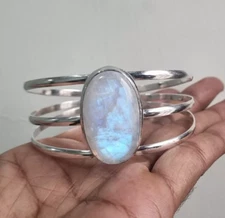 Rainbow moonstone Gemstone 925 Sterling Silver Cuff Handmade Jewelry SD-260