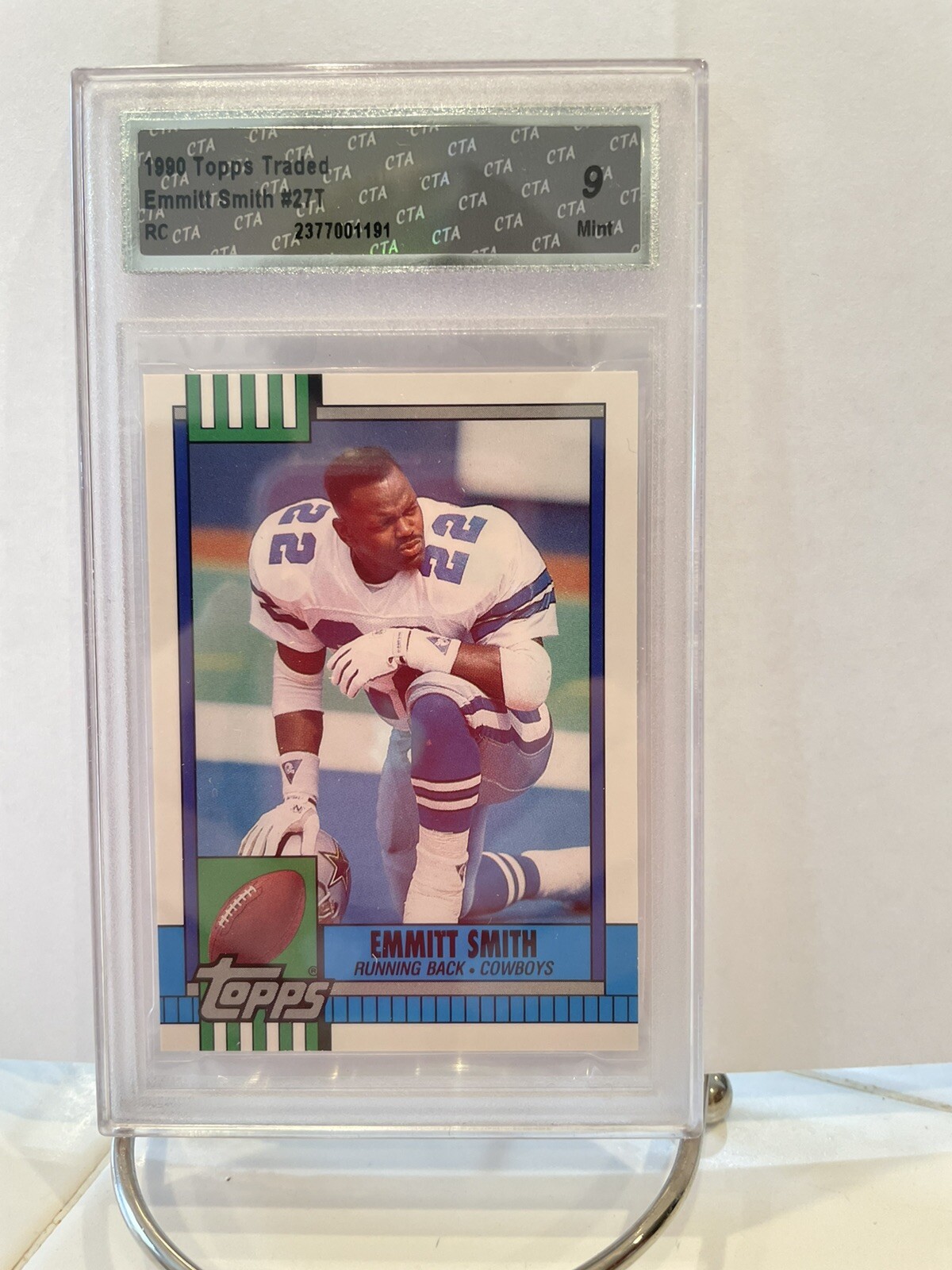 1990 Topps Traded Emmitt Smith RC CTA 9 HOF Rookie All Time Leading Rusher
