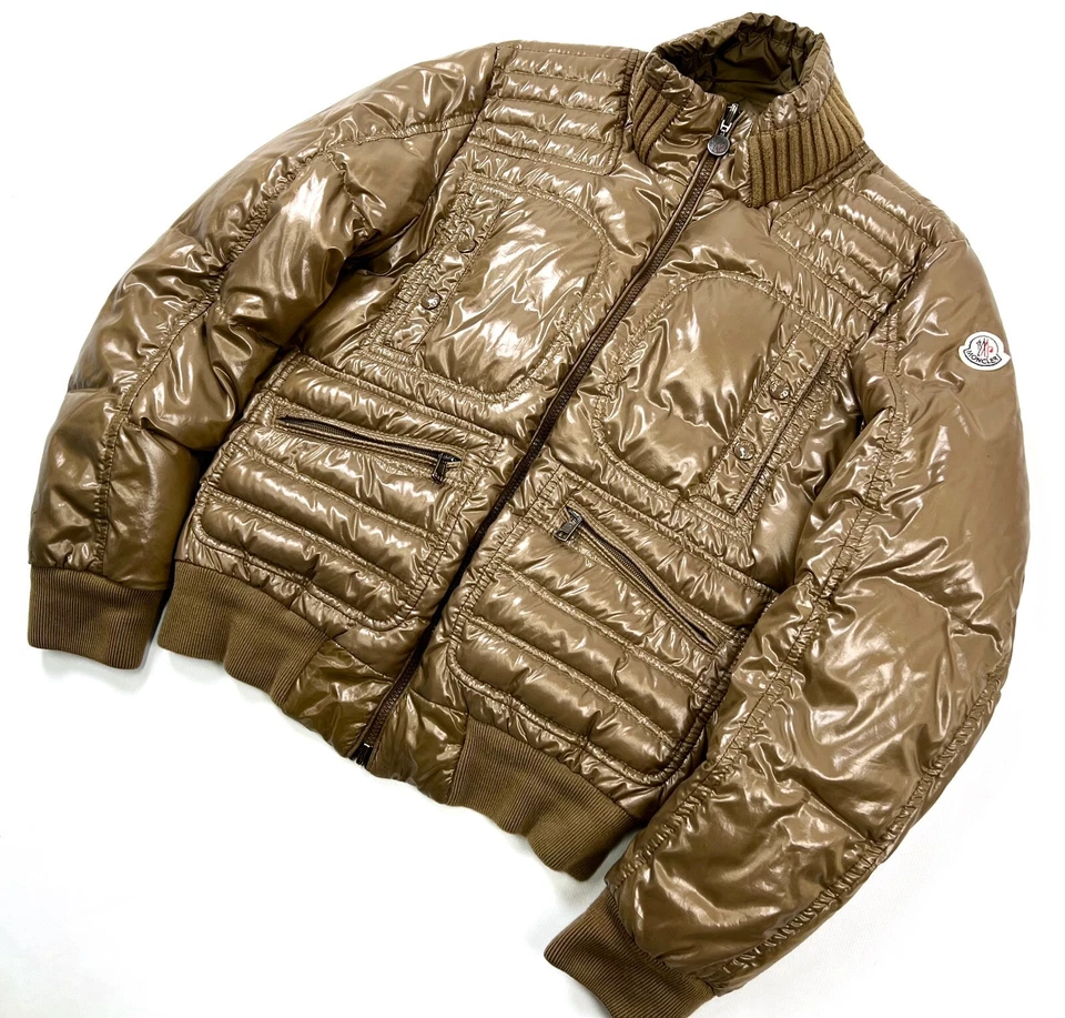 Auth Men's MONCLER Gold Reversible Down Bomber Casual Jacket Size 2 S/M - Image 2 of 4