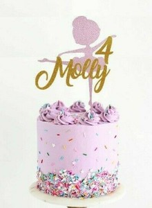 Ballerina Personalised Glitter Card Cake Topper Ebay