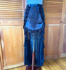 Devil Fashion Gothic Victorian Vkei High-Low Satin Bound by You Chain Skirt 2XL