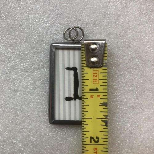 Handmade Reversible Soldered Pewter Charm Pendant - Letter L Stripes -1”x 1-5/8” - 第 4/4 張圖片