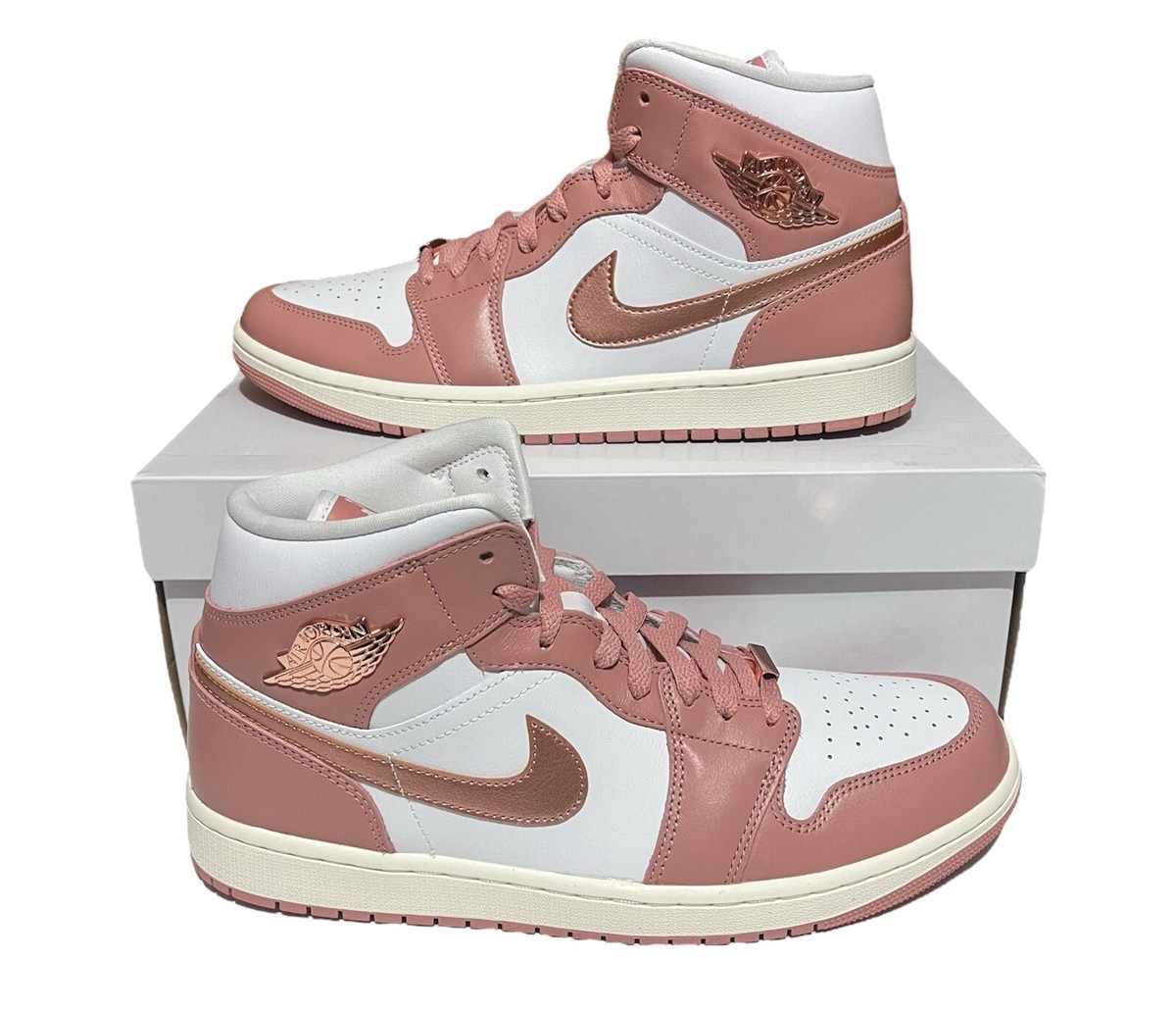 FB9892-670] Air Jordan 1 Mid SE “Red Stardust” Casual Shoes Women