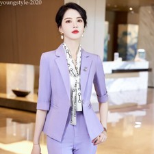 Womens Business Workwear Blazers Suits Coat Office Lady Jacket Pants Set Trouser