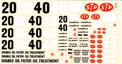 Fred Cady # 171 1:24th. or 1:25th. #20 & 40 1973 STP Oil Filter Special Decals