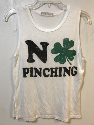 It Closet Los Angeles Tank Top Womens XS No Pinching Shamrock White Green