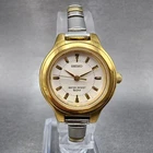 Seiko Watch Women 25mm White Dial Gold Tone Round V701-2H30 New Battery