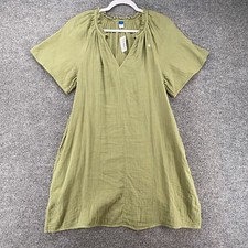 Old Navy Dress Womens S Green V-Neck Shift Cottagecore Peasant Boho Western Barn