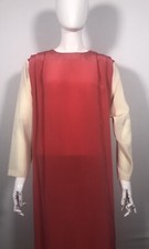 Vtg Susan Howard Rose Pink Cream Boxy L/S Party Evening Wear Dress Women’s 14
