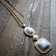 Necklace Simulated White Stone Drop Adjustable Chain Cowgirl Fashion Jewelry