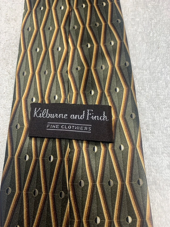 KILBURNE AND FINCH MENS TIE GRAY BROWN GOLD 4 X 65 EXTRA LONG - Image 4 of 4