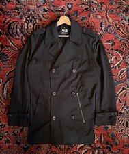 Y3 Yohji Yamamoto Double Breasted Trench Coat M Black