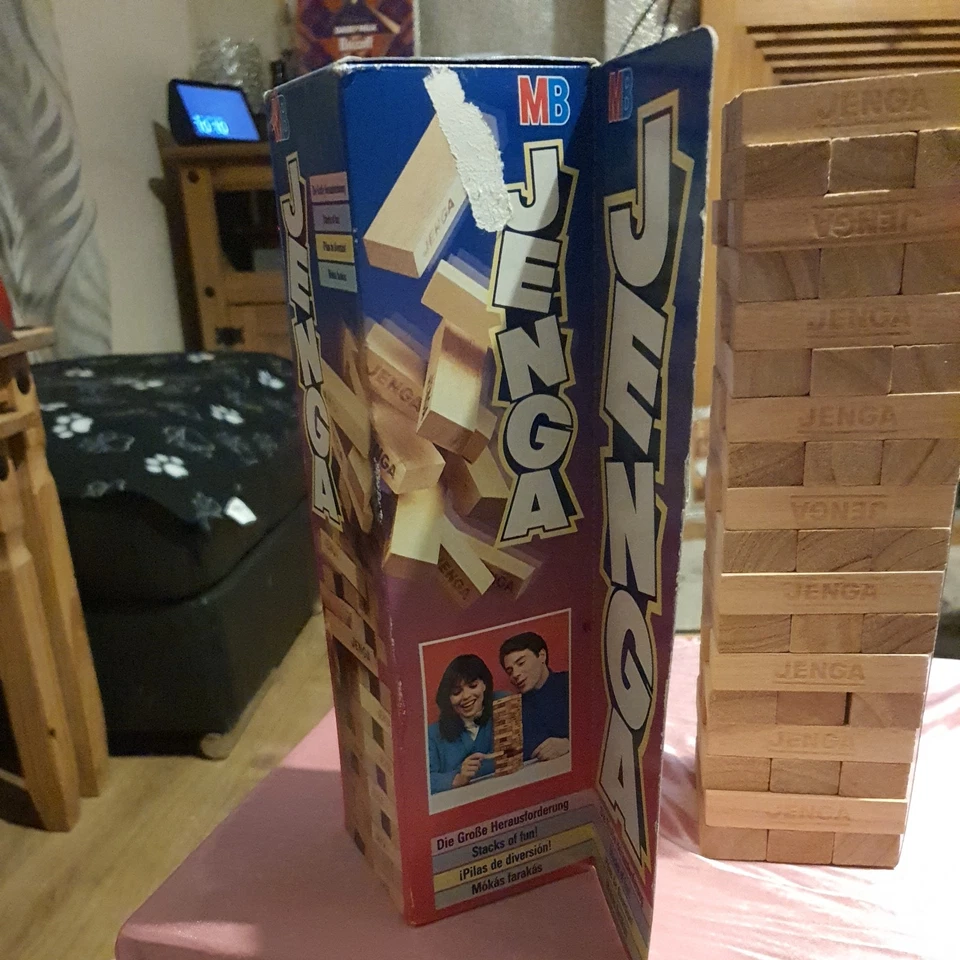 JENGA from 1995 by MB GAMES COMPLETE the wooden Stacking Game  - Image 2 of 3