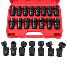KATSU Tools 1/2" Impact 15Pc Socket Set Swivel CR-MO, 8-22mm