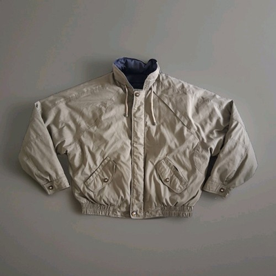 #ad Vtg TOWN by London Fog Tan Bomber Jacket Zip In Quilted Liner Men’s Size Large $65.00