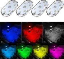 4Pcs Car LED Lights Interior Wireless, 7 Colors Interior Car Lights with 6 Brigh