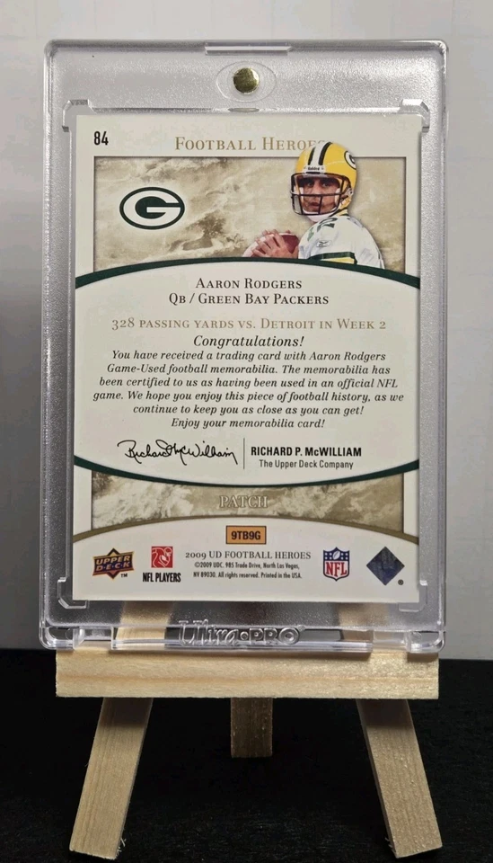 2009 Upper Deck Football Heroes  Aaron Rodgers  Green & Yellow Patch  #'Ed  7/15 - Image 2 of 4