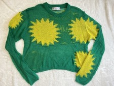 Savage X Fenty Knittin Pretty Loose Knit Sweater Size M Green Yellow Starburst