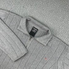 Vintage Ralph Lauren Polo Jeans Co Heavy Knit Cotton 1/4 Zip Sweater Siz XL Gray