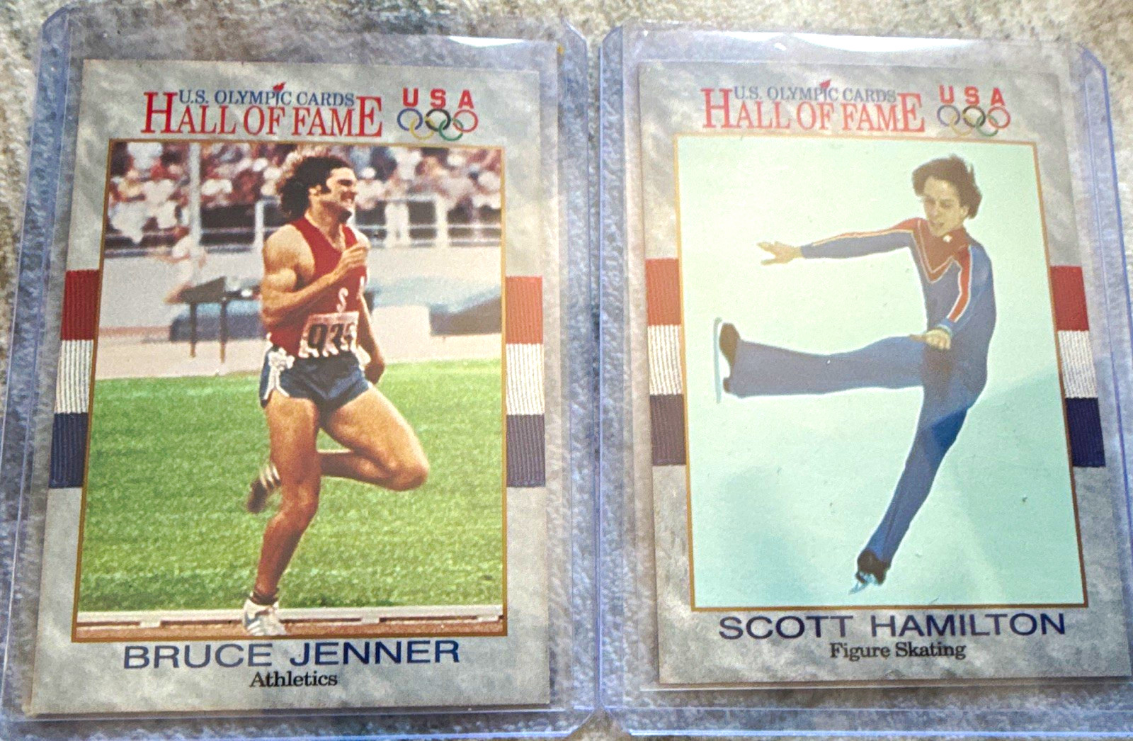 1991 U.S. Olympic Cards Hall of Fame Lot (2) Bruce Jenner #33 Scott Hamilton #45