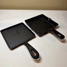 Crofton Cast Iron 6" Square Skillet/Frying Pan With BONUS Unmarked 5.5” Fry Pan