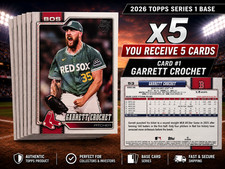 2026 Topps Series 1 Garrett Crochet #53 Lot x5 Red Sox Base Cards
