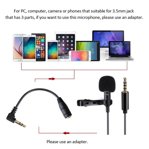 Microfono da bavero omnidirezionale lavalier Microfono a condensatore da 6,5 - Foto 16 di 24