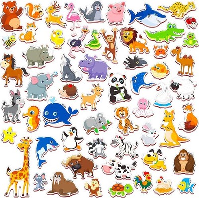 60 PCS Cartoon Animals Zoo Magnets for Toddlers Kids, Perfect Preschool Learning