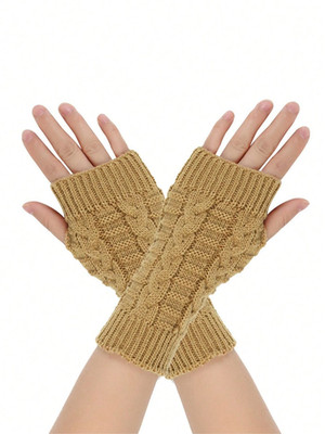 Women's Fingerless Winter Gloves Half Finger Wool Knit Gloves Soft & Warm Glove