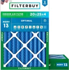 FILTERBUY 20x25x4 AC Air Filter MERV 13 ( Not Just 8 ) Optimal Defense Pleated