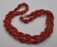 Collier Ancien Corail Véritable - Fermoir Or 18 Carats /  750