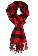 Men's Scarves Classic Arrival Winter Plaid Scarf Tassel Edge Soft Scarf Red