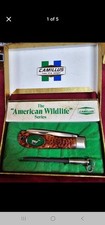 NIB American Wildlife Series Camillus USA Jumbo Trapper #10 Knife Running Deer