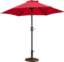 Yaheetech Umbrella Stand 7.5 Ft Patio Base Included Backyard Parasol Red