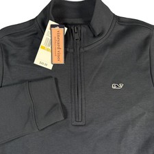 Vineyard Vines Jersey 1/2 Zip Pullover Boys Medium 12-14 Blue Mock Neck Logo