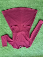 SHEIN Fit & Flare Burgundy Knit Long Sleeve Knee Dress Pocket Round Neck M 6 38