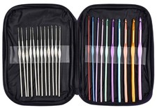 22 pcs Stainless Steel  Aluminium Crochet Ergonomic Hooks Needles with Pouch